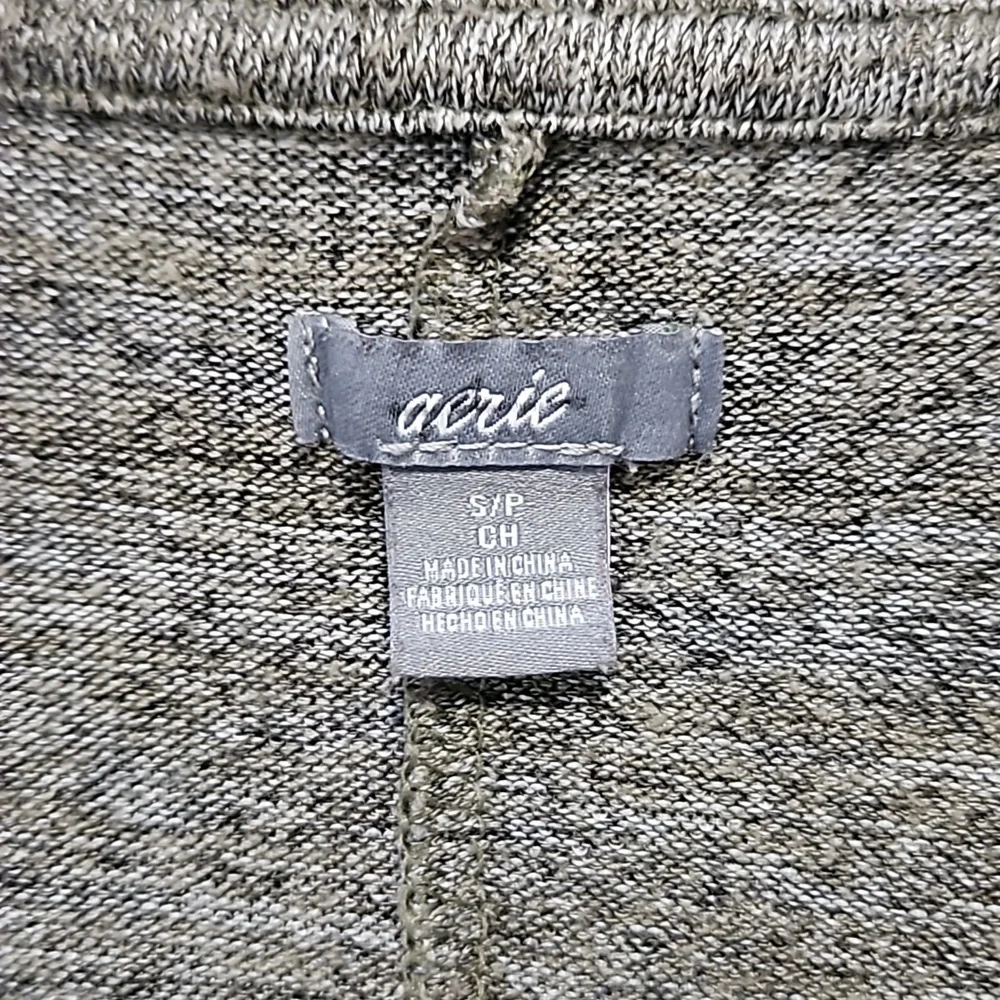 Aerie Long Sleeve Tight Knit Flowy V-neck Top Heather Green XS - Picture 13 of 13